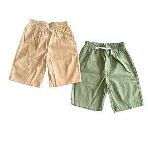 SHEIN Kids Shorts Set - Green and Tan
